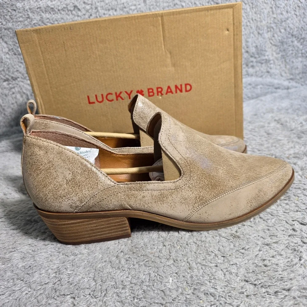 Lucky Brand Women‎ Suede Distressed Cutout Western Shooties Loafer Shoes 12M NEW